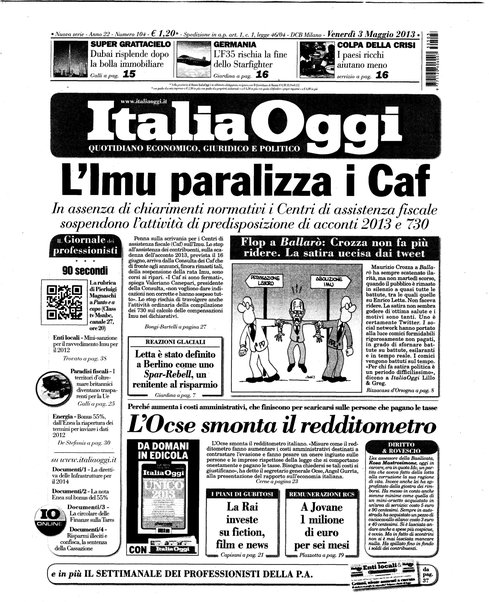 Italia oggi : quotidiano di economia finanza e politica